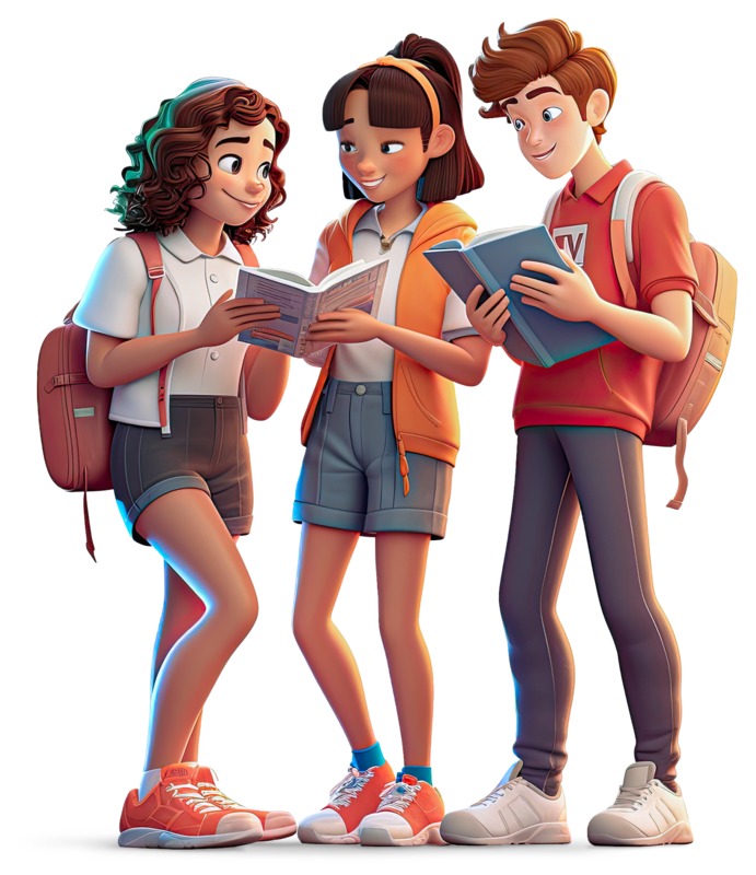 teens in a group reading