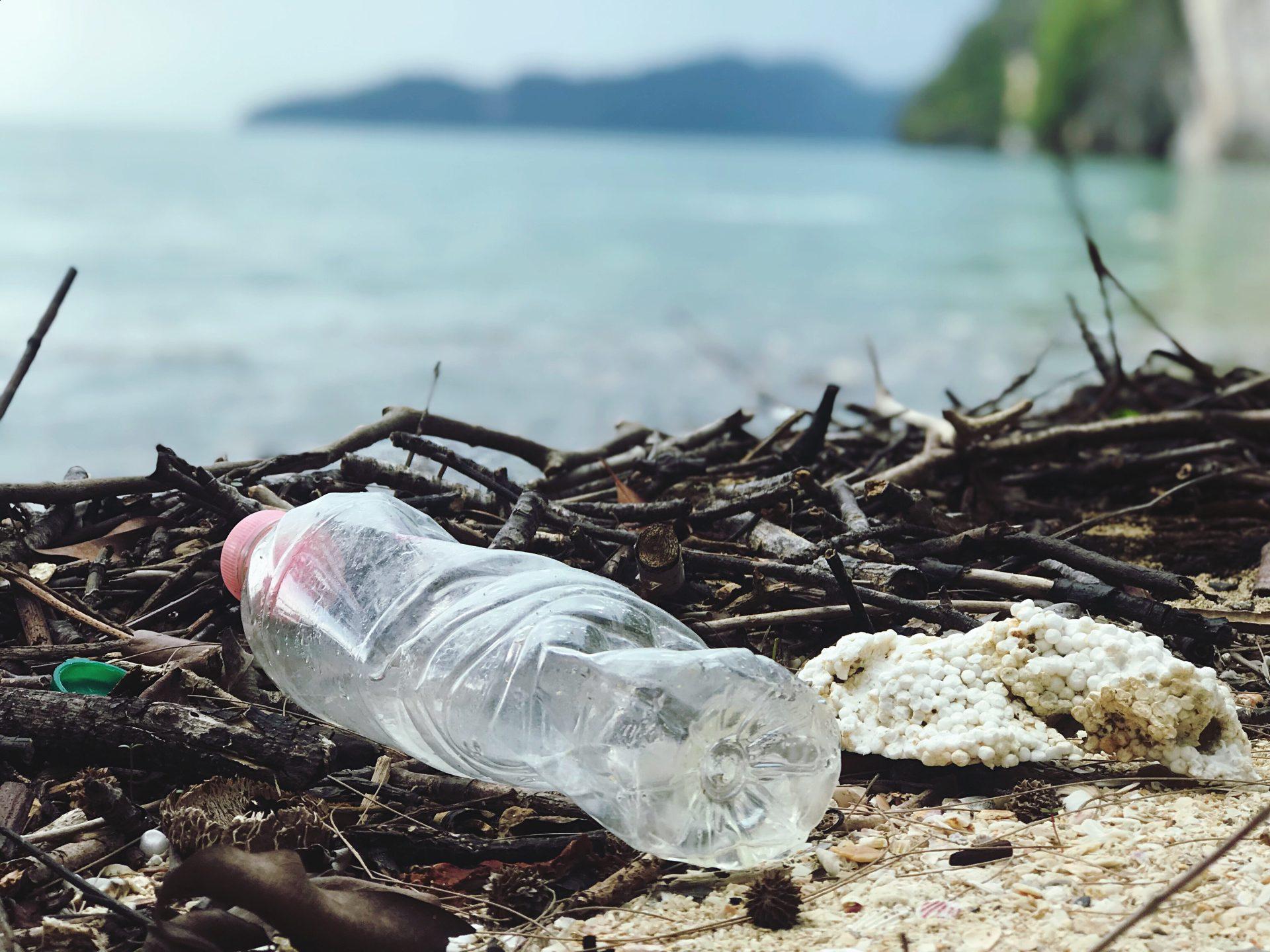 A Plastic Bottle on a Beach