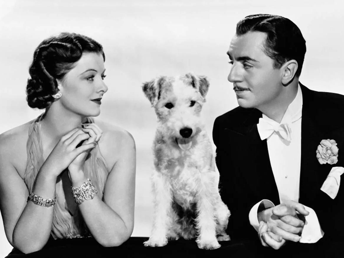 Myrna Loy, William Powell, and Asta.