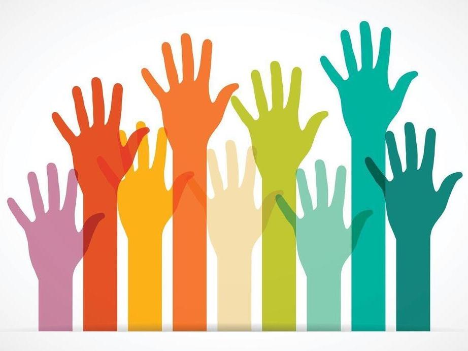 colorful raised hands