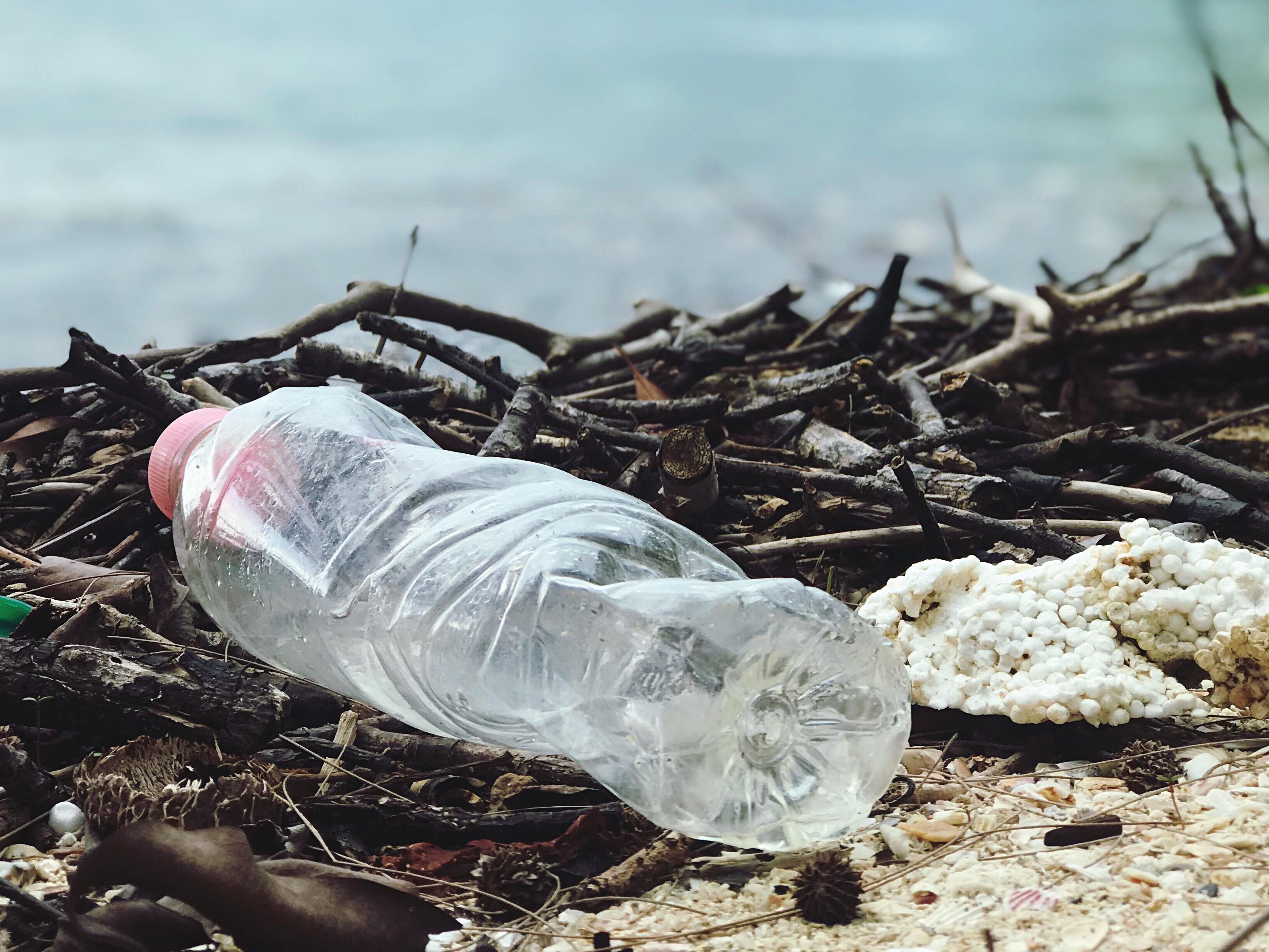 A Plastic Bottle on a Beach